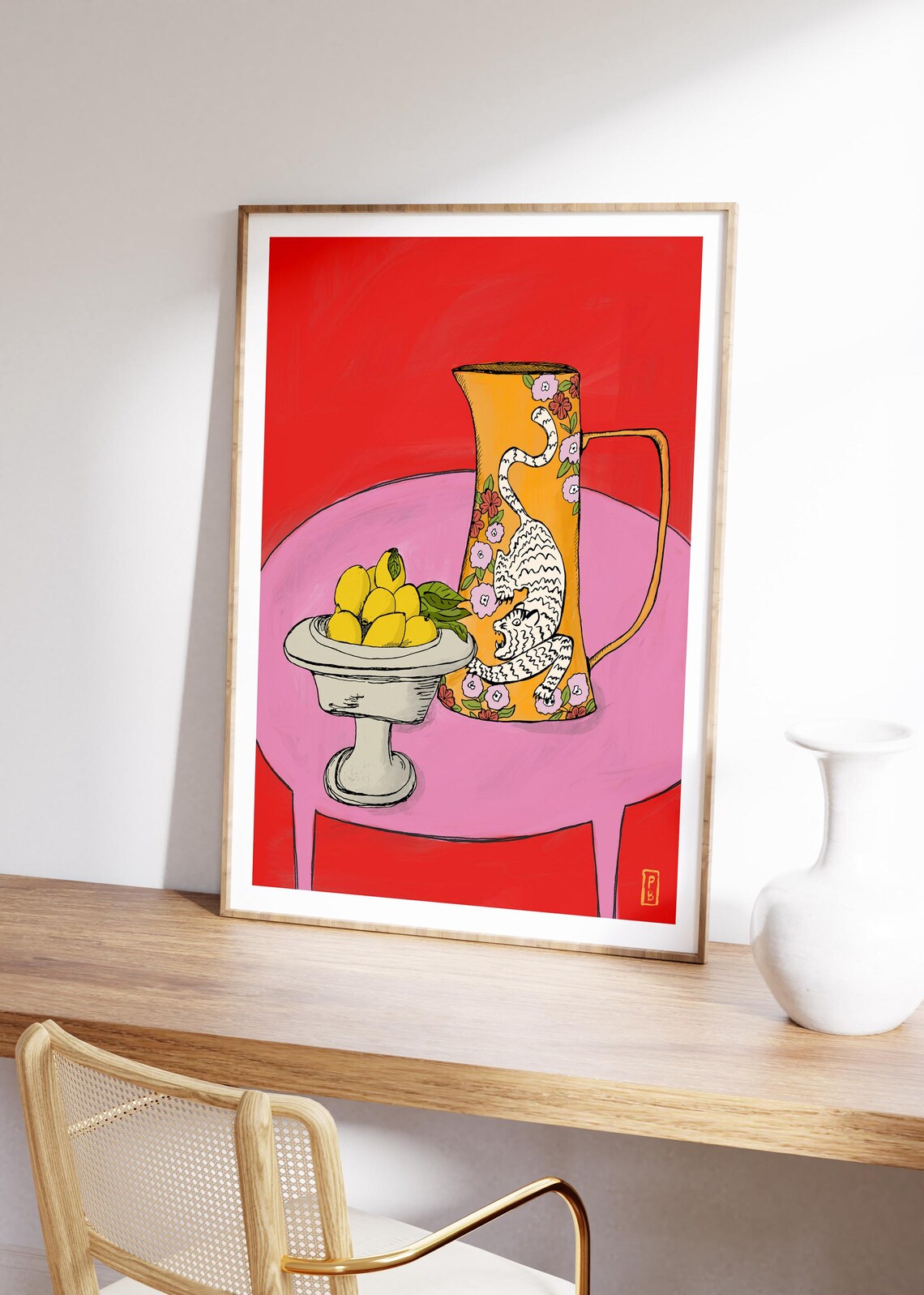 Tiger Pitcher Line Art Kitchen Wall Art Print - Image 2