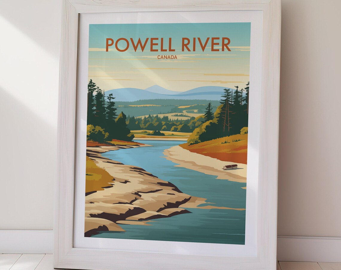 Powell River Canada Rocky Shoreline Forest Nature Travel Poster - Image 2