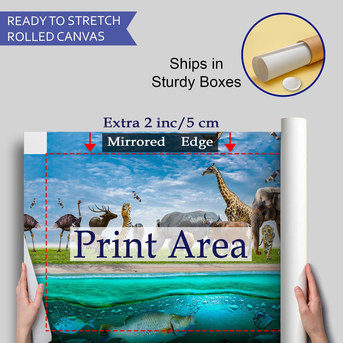 Wildlife Animals Kingdom Elephant Giraffe Zebra Fish Collage Poster - Image 4