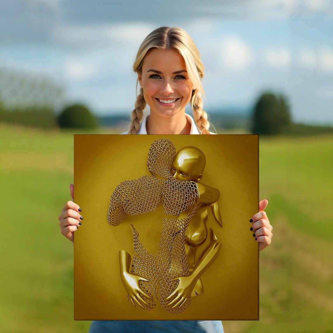 Gold Human Print, Modern Surreal Wall Decor - Image 5