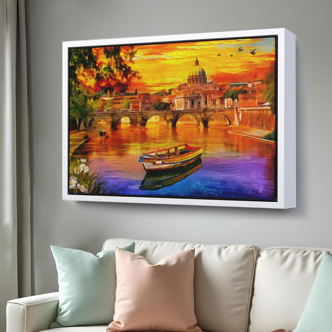 Rome St Peters Basilica Tiber River Golden Sunset Italy Poster - Image 3