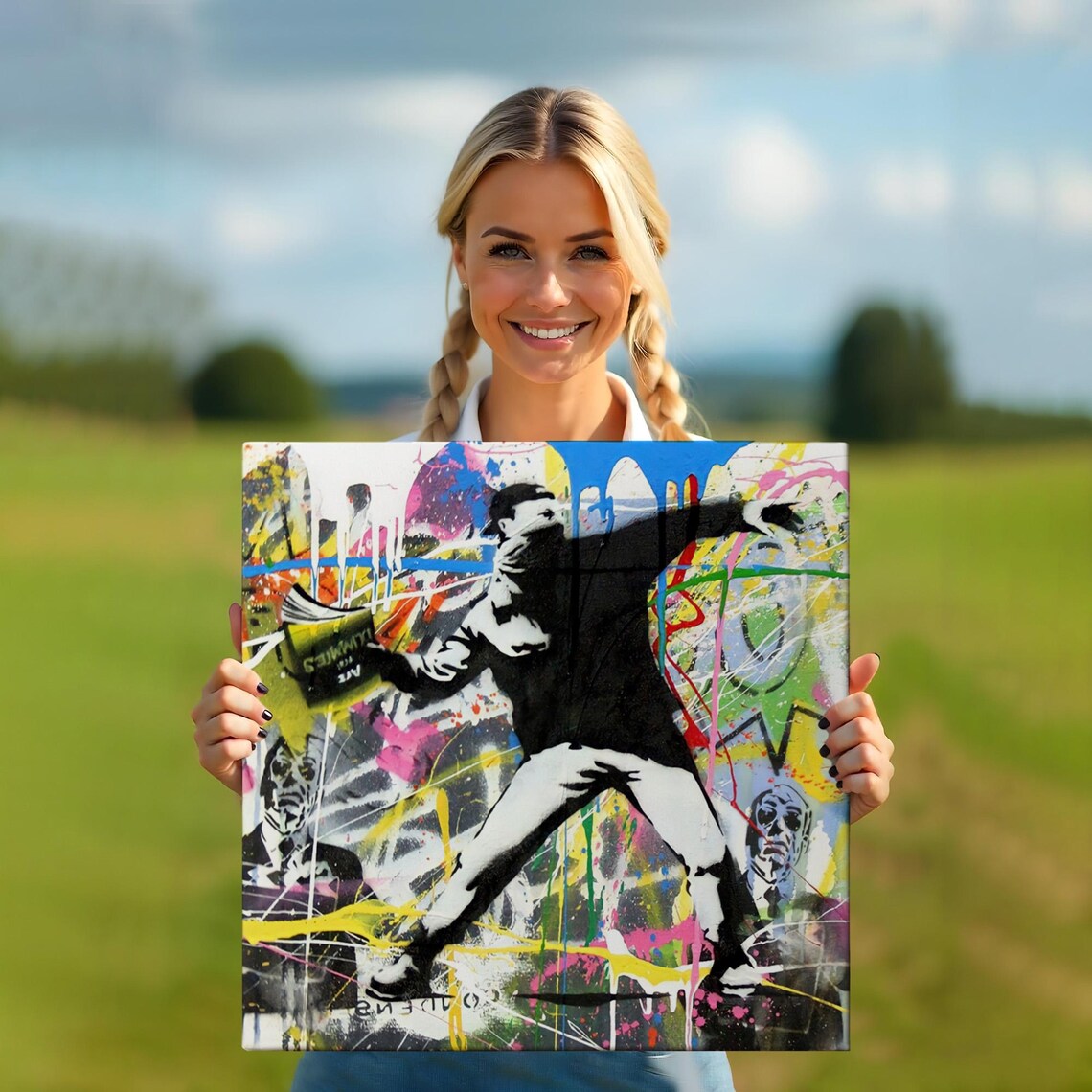 Banksy Flower Thrower Love Is In The Air Graffiti Street Art Poster - Image 5