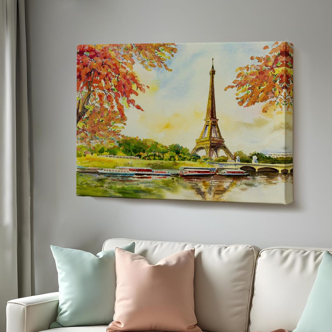 Seine River And Eiffel Tower View Oil Painting Decorative Wall Art Large Wall Art Modern Wall Decor Office Wall Decor