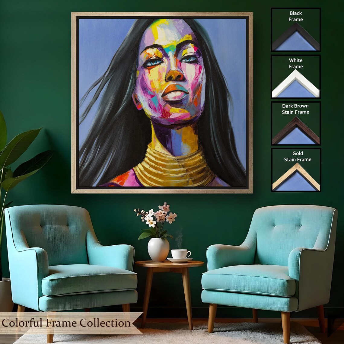Colorful Pop Art Woman Portrait Rainbow Face Bold Modern Poster - Image 2