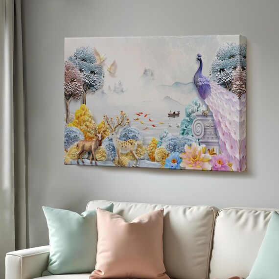 Animals In The Forest Decorative Wall Art Large Wall Art Surreal Wall Art Surreal Print Framed Wall Art