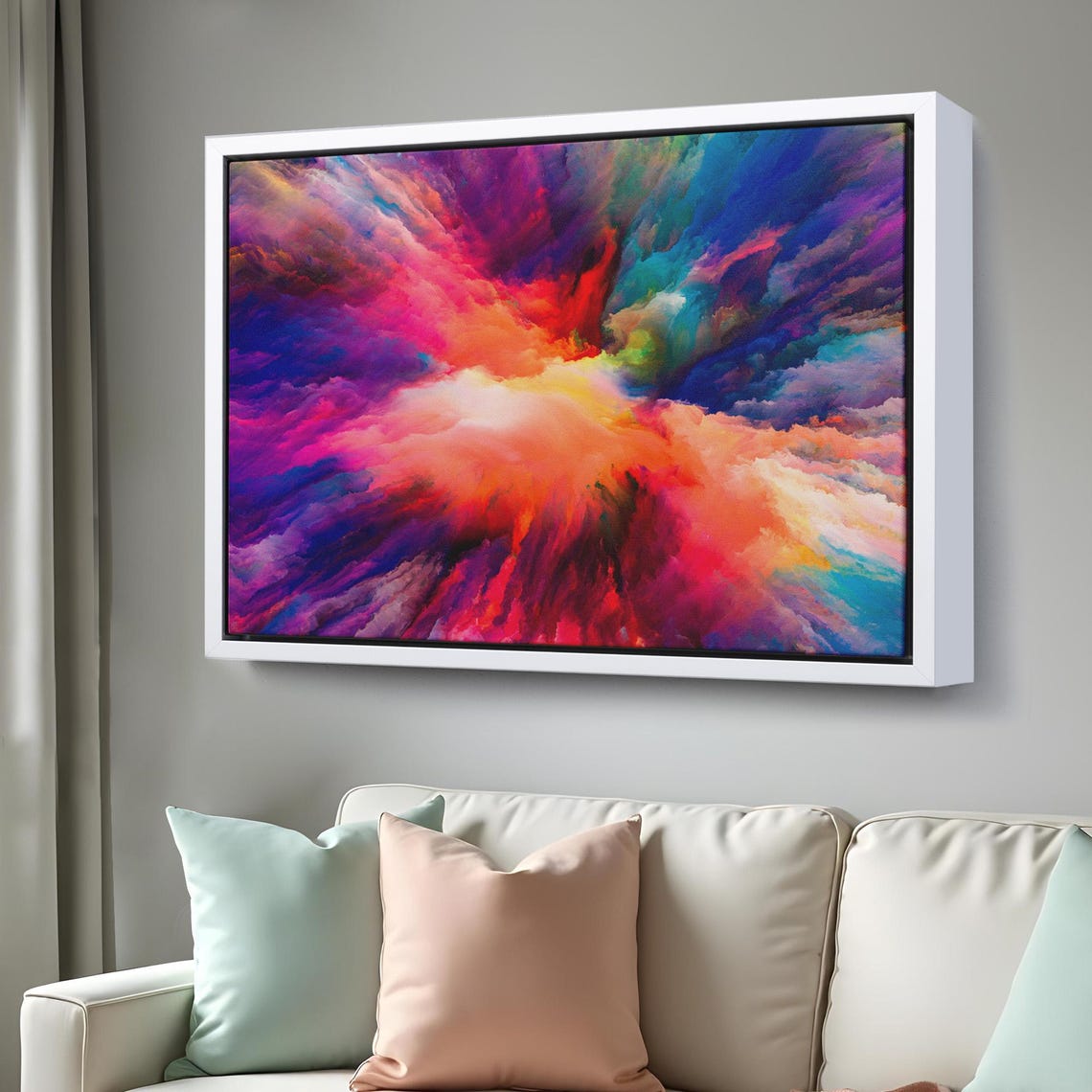 Vibrant Color Explosion Abstract Smoke Cloud Modern Wall Art Poster - Image 3