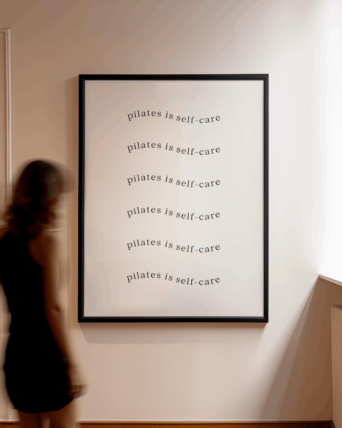 Pilates Is Self Care Repeated Wave Text Minimalist Studio Wall Art - Image 2