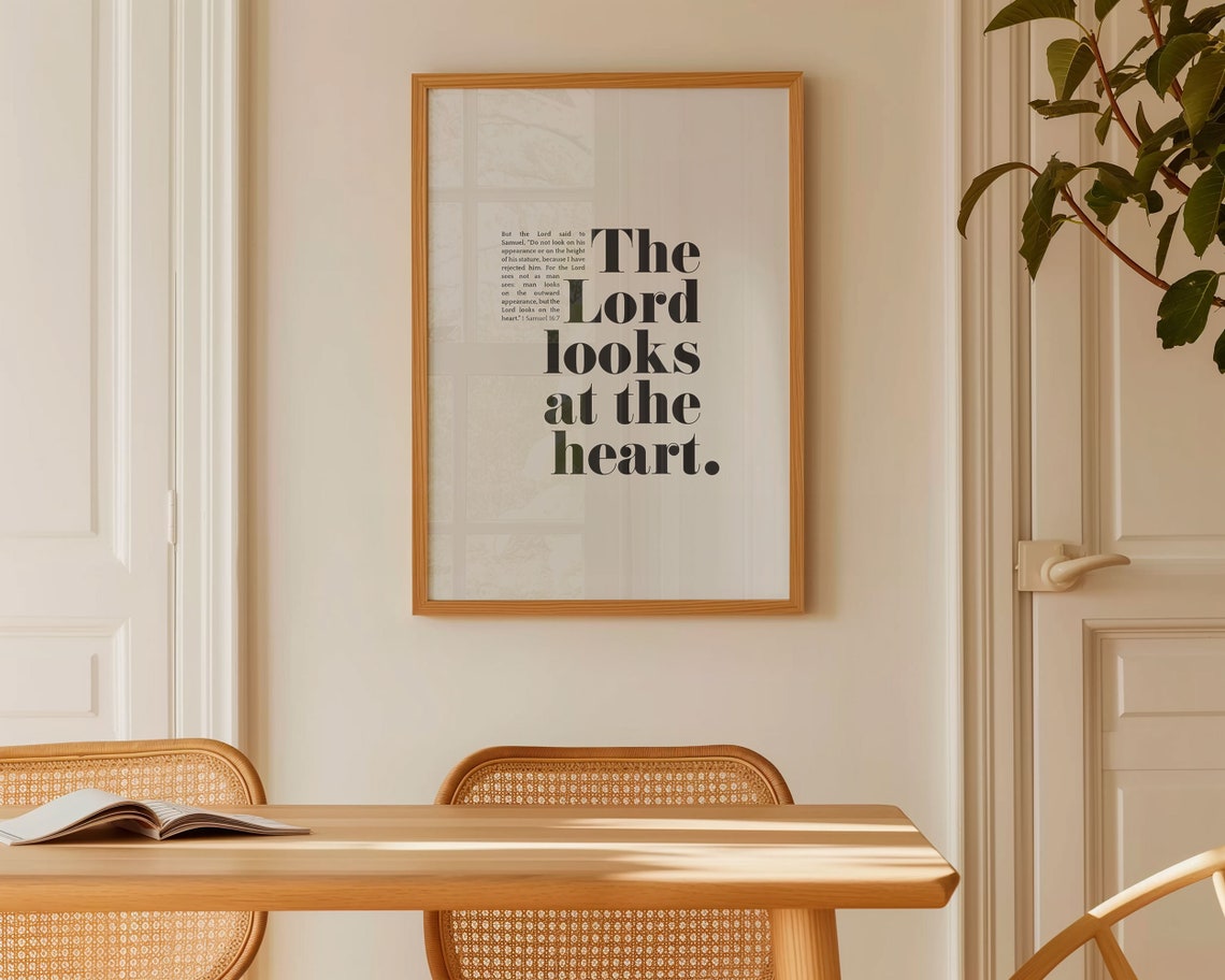 The Lord Looks At The Heart Bible Verse Quote 1 Samuel 16 7 Christian Art Baptism Gift Church Decor Kids Room Christian Verse About Love