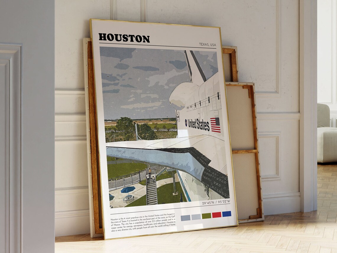 Houston Retro Travel Poster, City Photo Art - Image 3