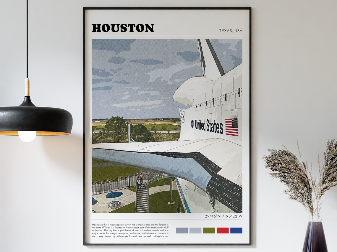 Houston Retro Travel Poster, City Photo Art