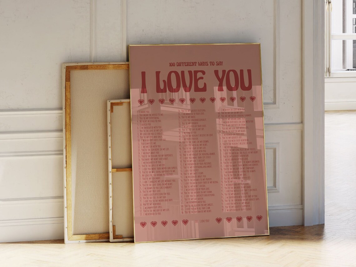 I Love You Wall Print Print Retro Wall Decor Large Art Monochrome Poster Typography Poster - Image 2