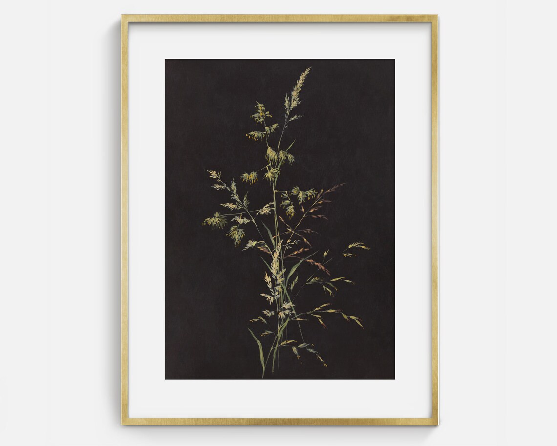 Vintage Still Life Grass Oil Painting Art Print - Image 2