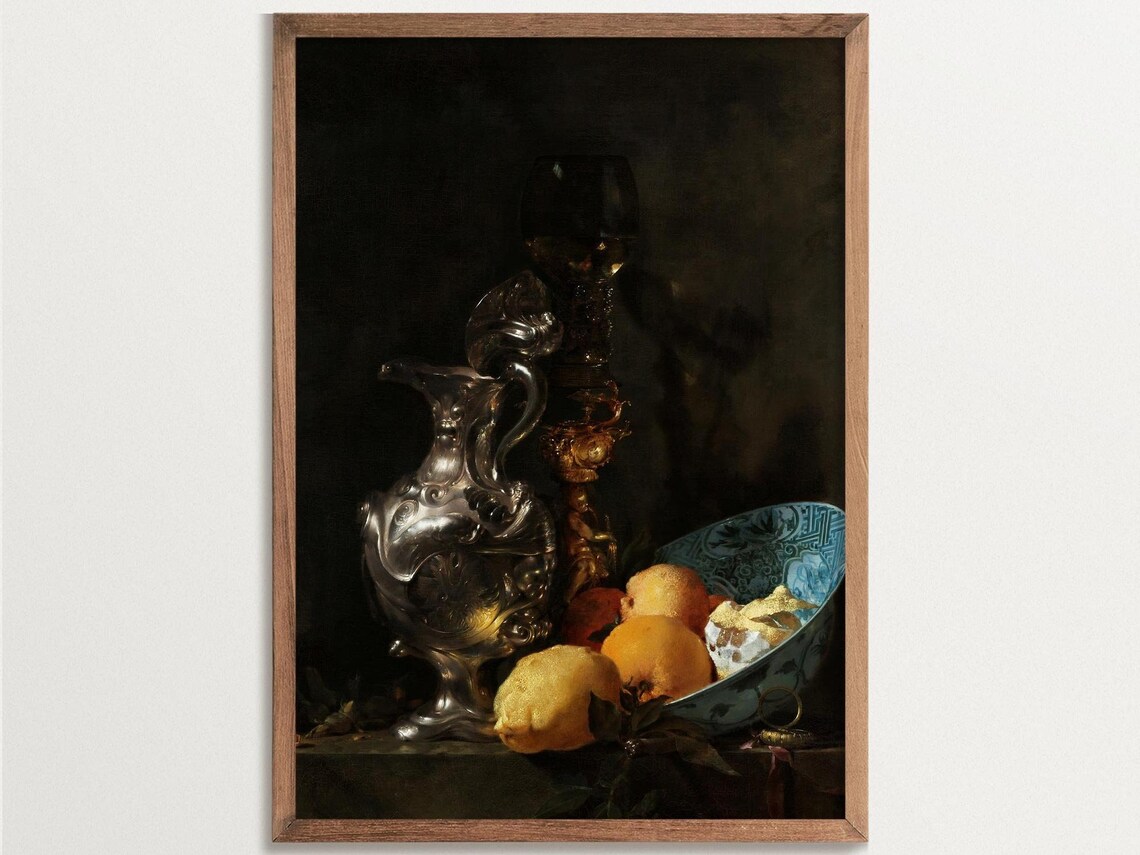 Baroque Still Life Painting, Dark Academia Decor