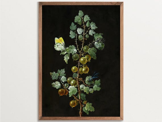 Dark Botanical Still Life Painting, Dark Academia Decor