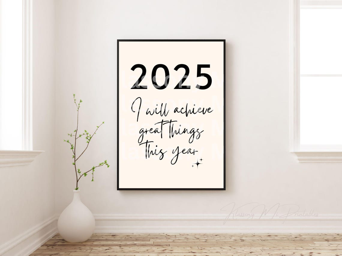 2025 I Will Achieve Great Things Bold Script Determined Goal Poster - Image 3