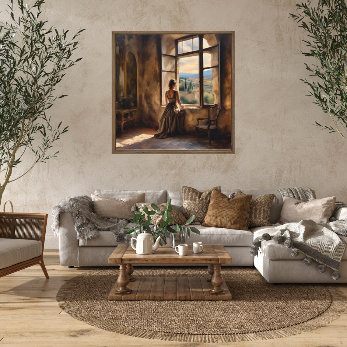 Vintage Art Print Woman In Window Art Vintage Aesthetic Art Moody Portrait Painting Vintage Portrait Dark Academia Print - Image 3