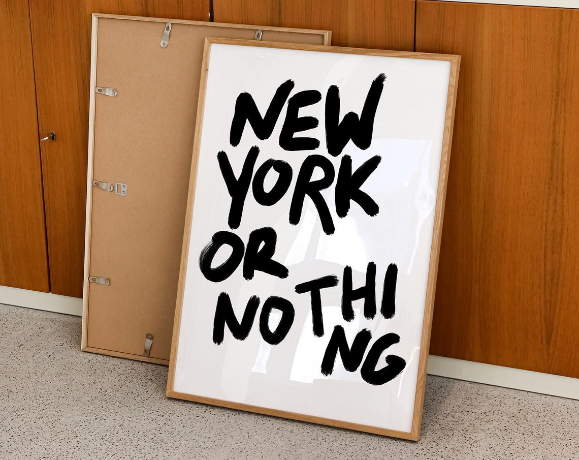 New York Or Nothing Bold Black Hand Lettered City Typography Poster