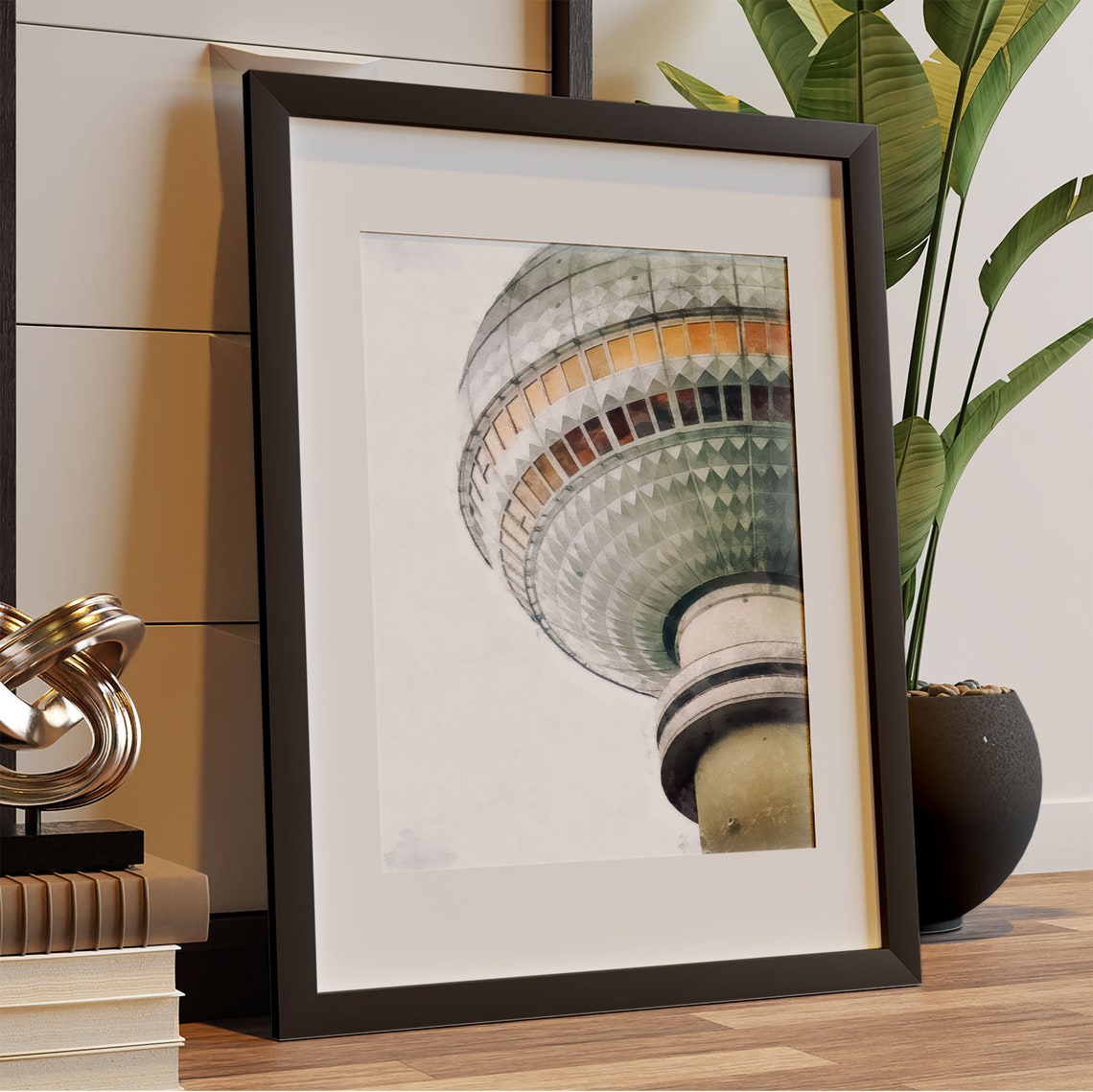 Berlin TV Tower Watercolor Close Up Architecture Landmark Art Poster - Image 2