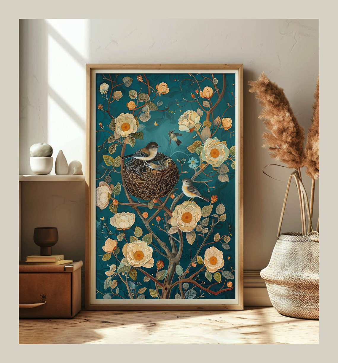 Bird Picture Art Print With Turquoise Color Poster Of Paintings For Bird Lovers Picture To Frame Wall Art For Living Room Bedroom