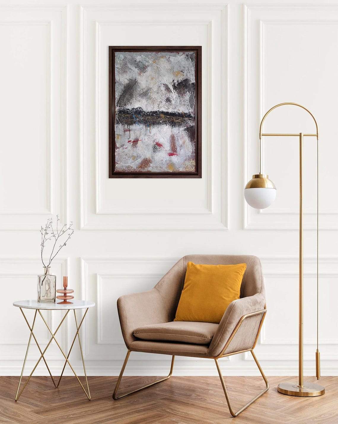 Earthy Contrasts Textured Abstract Hand Painted Framed Wall Art - Image 3