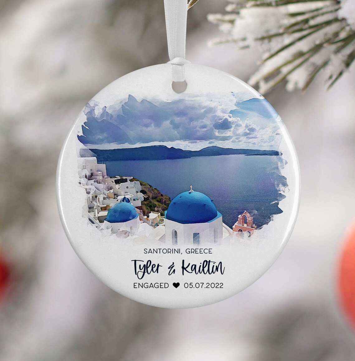 Santorini Greece Personalized Travel Art Print