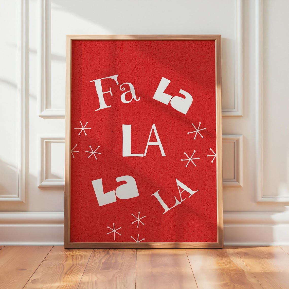 Fa La La La La Cheerful Red Christmas Holiday Typography Poster