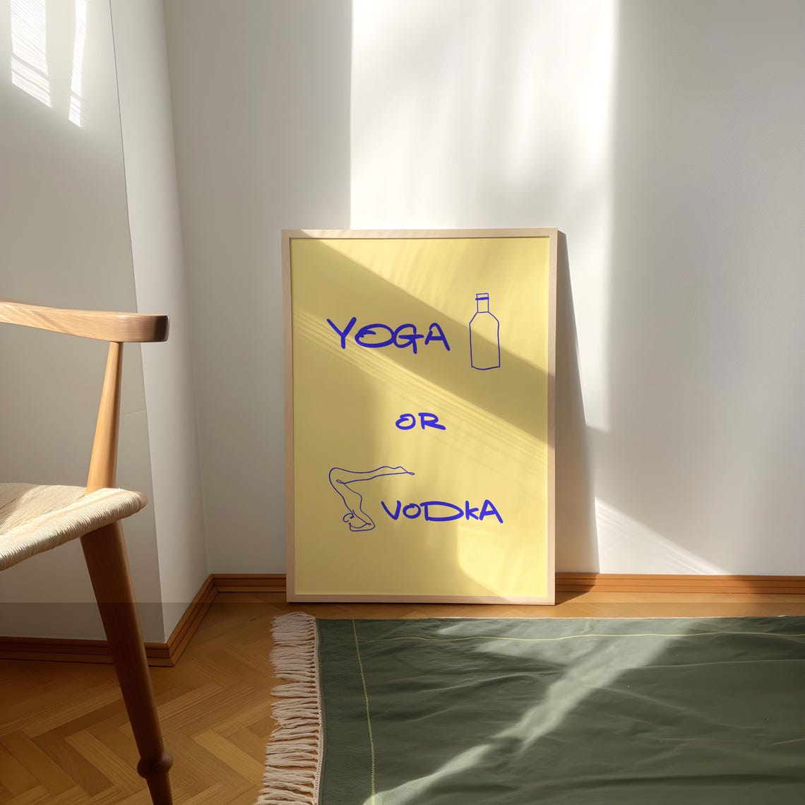 Yoga Or Vodka Funny Handwritten Quote Minimalist Decor Poster