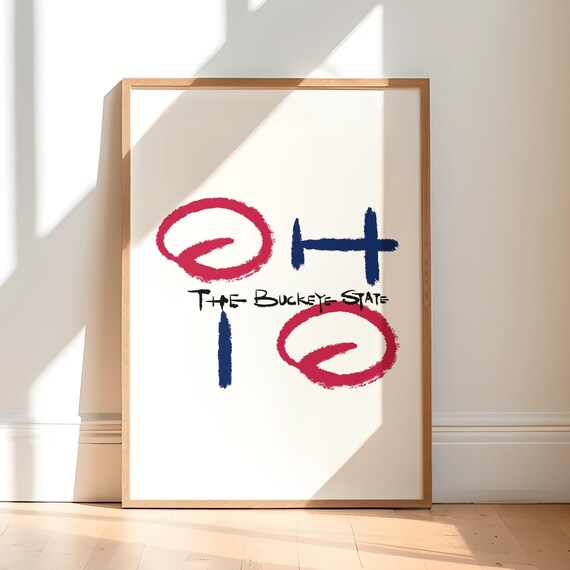 Ohio Handwritten Calligraphy Buckeye State Typography Poster