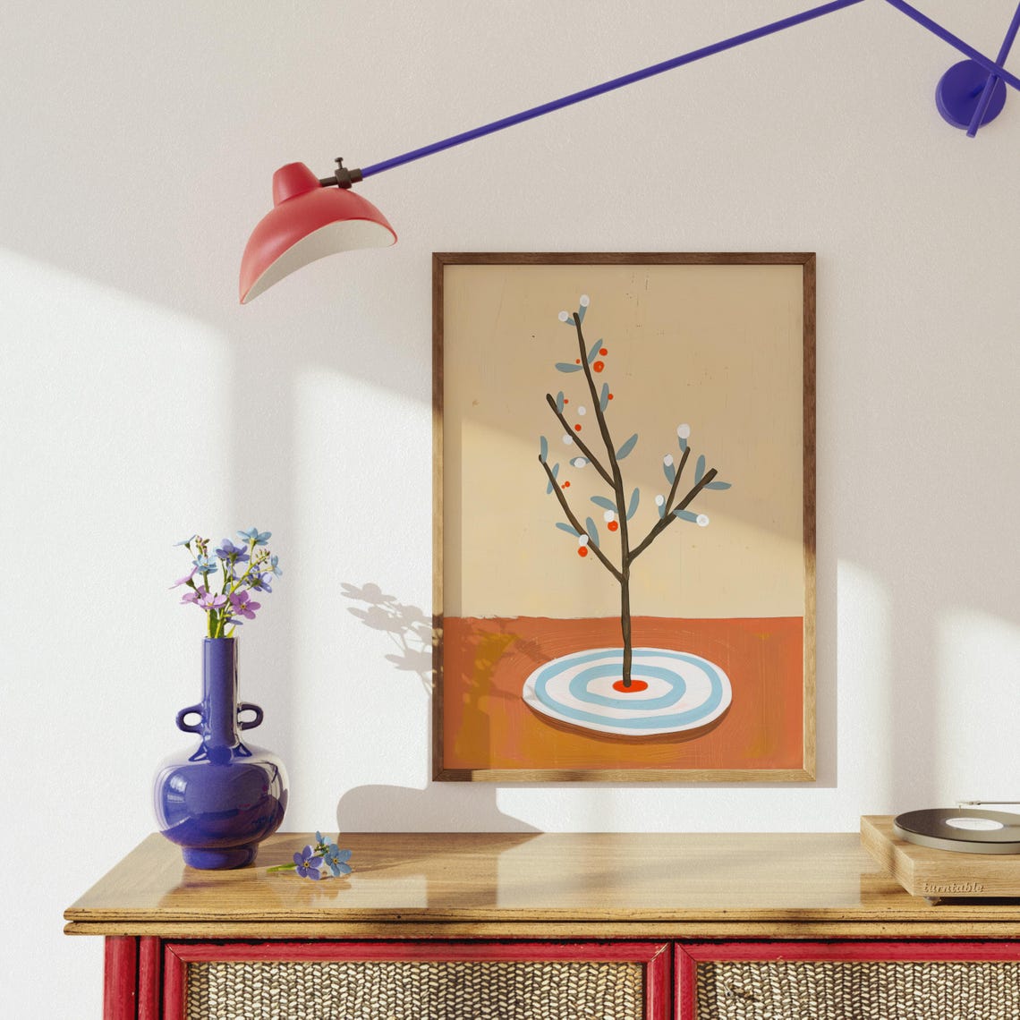 Modern Botanical Wall Art Playful Folk Style Print Whimsical Still Life Poster Colorful Kitchen Decor Artwork