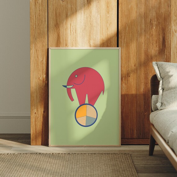 Minimalist Elephant Wall Art Abstract Animal Print Modern Boho Decor Poster Artwork For Contemporary Interiors