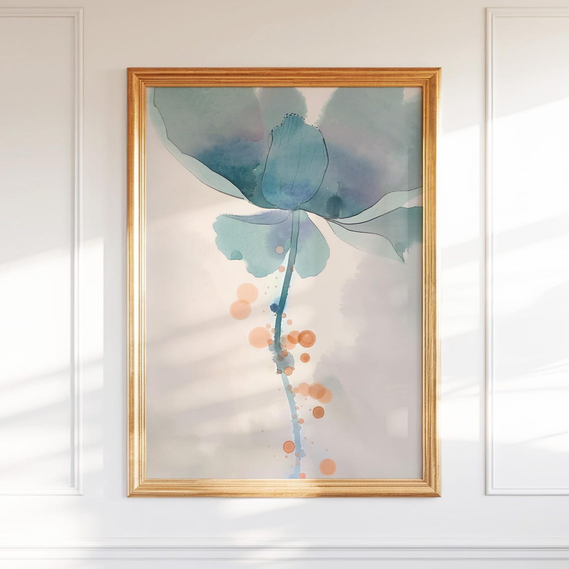 Dreamy Blue Flower Watercolor Abstract Botanical Zen Nature Poster