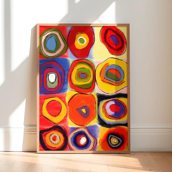 Abstract Colorful Circles Wall Art Vibrant Geometric Print Modern Retro Boho Decor Contemporary Instant