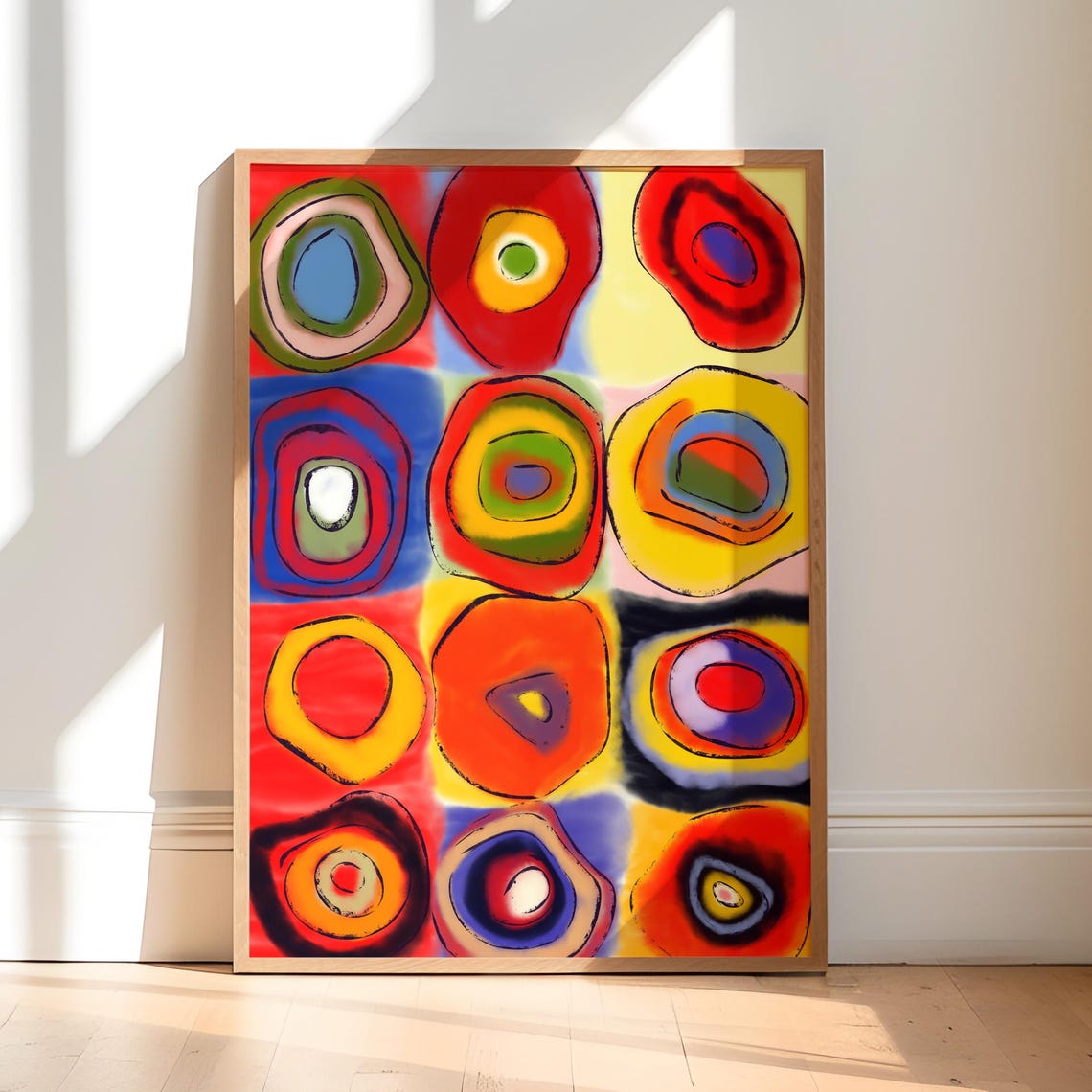 Abstract Colorful Circles Wall Art Vibrant Geometric Print Modern Retro Boho Decor Contemporary Instant
