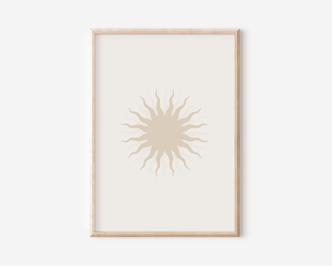Boho Sun Neutral Beige Sunburst Celestial Minimalist Decor Poster