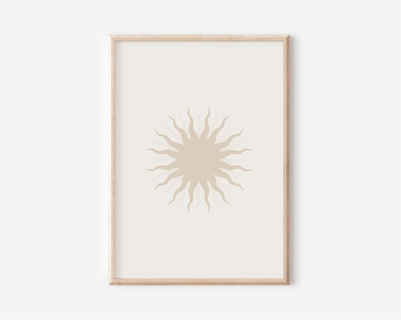 Boho Sun Neutral Beige Sunburst Celestial Minimalist Decor Poster