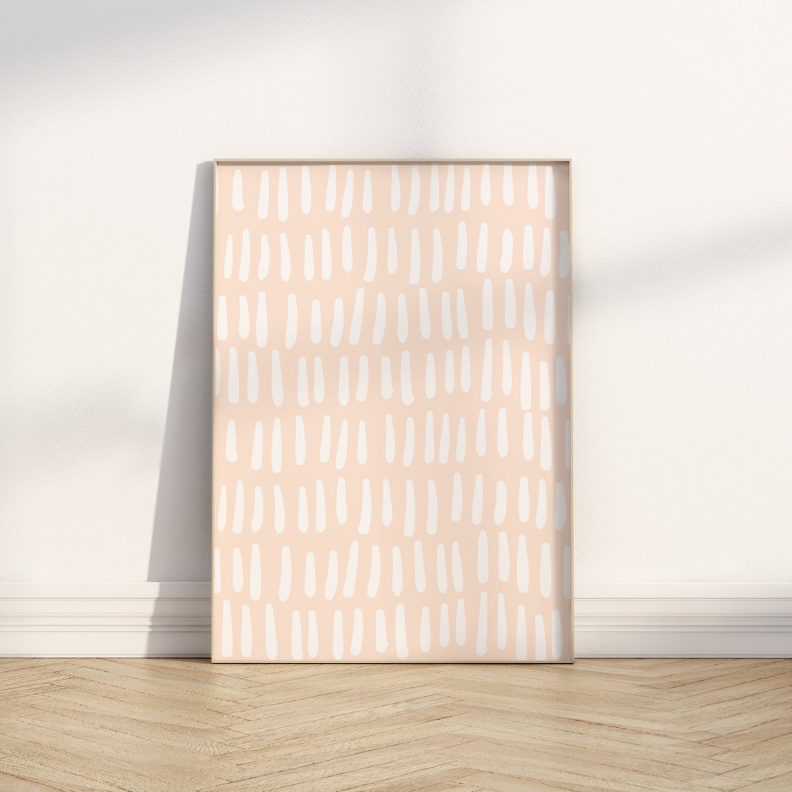 Peachy Pink Organic Dash Poster Minimalist Abstract Boho Art Design