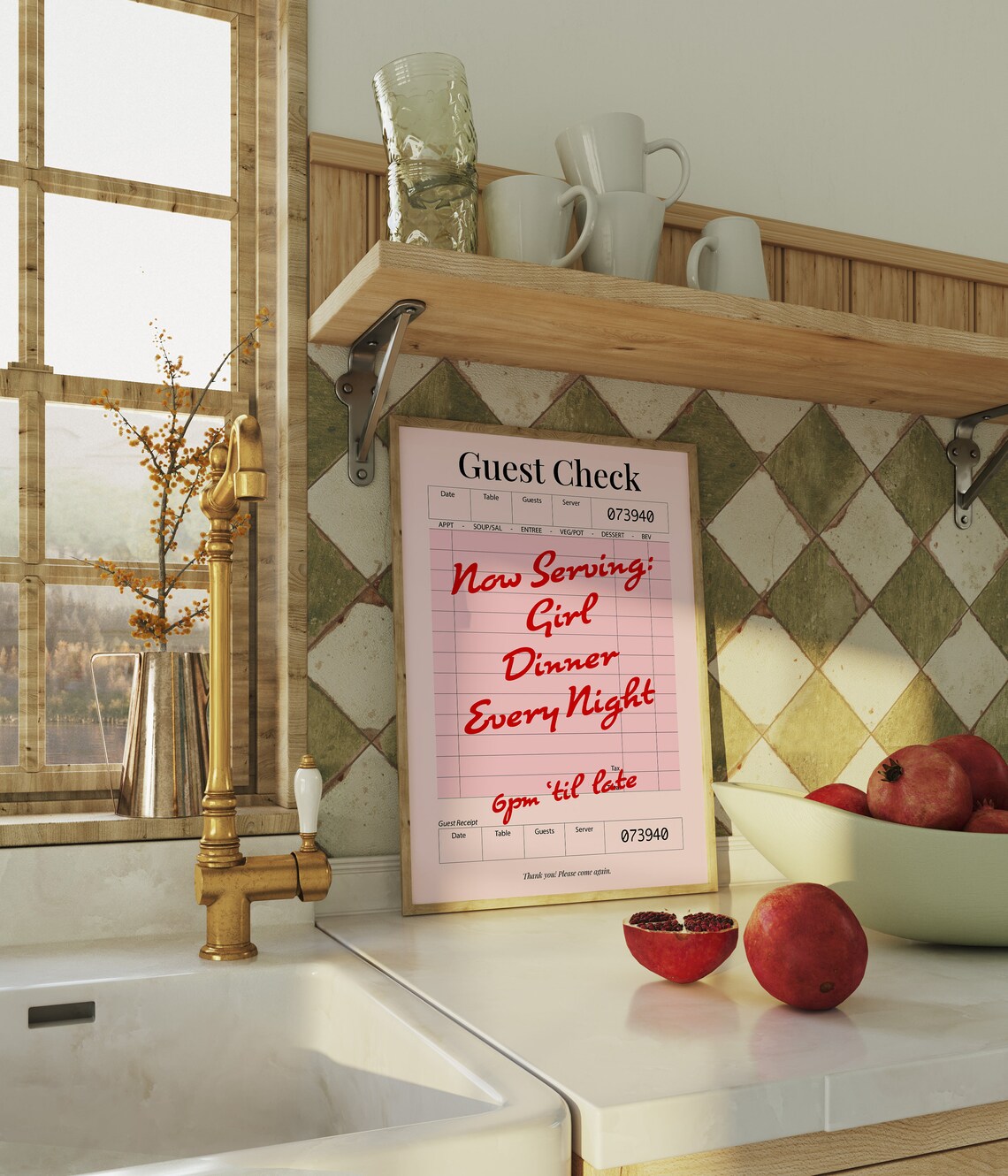 Guest Check Girl Dinner Aesthetic Kitchen Art Print - Image 2