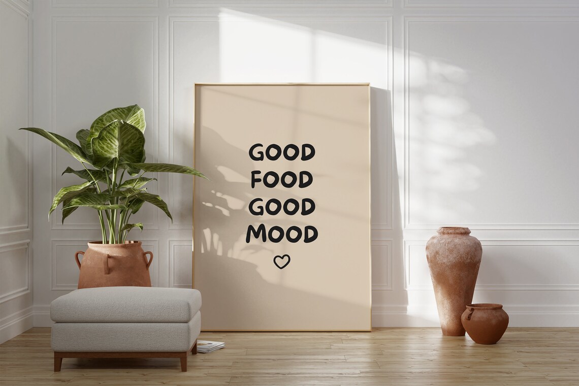 Good Food Good Mood Print Aesthetic Kitchen Decor Trendy Kitchen Wall Art Kitchen Print Cute Kitchen Poster Wall Art - Image 2