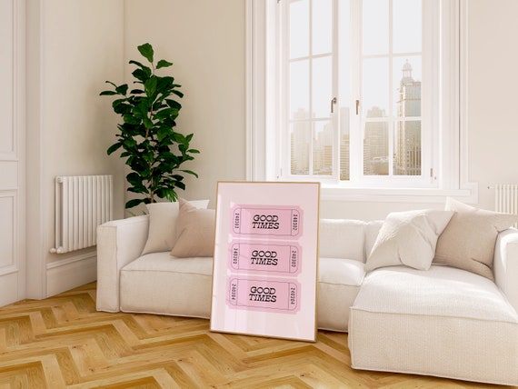 Good Times Ticket Print Retro Ticket Print Preppy Print Trendy Ticket Wall Art Bar Cart Print Pink Ticket Print Wall Art