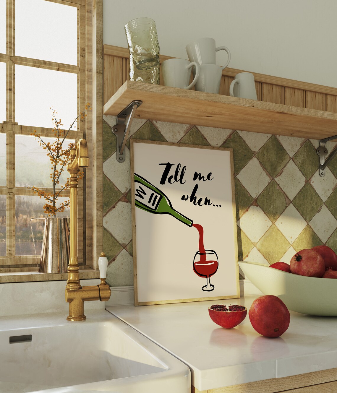 Tell Me When Wine Aesthetic Kitchen Art Print - Image 2