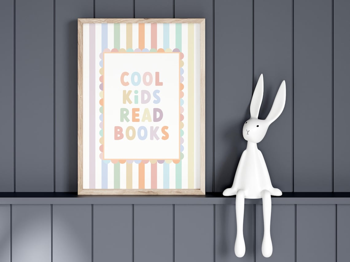 Cool Kids Read Books Rainbow Nursery Art Print