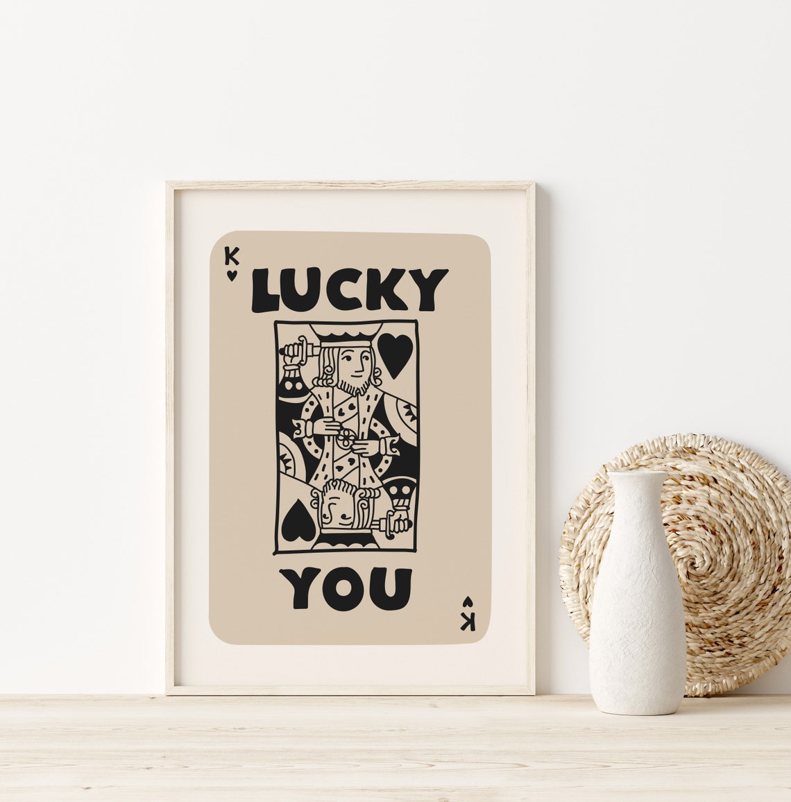 Lucky You King Playing Card Retro Beige Game Room Wall Poster - Image 2