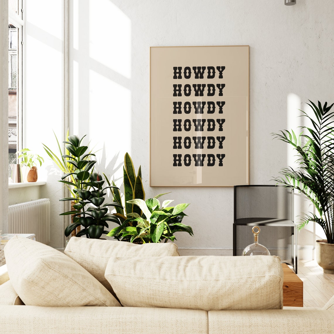 Howdy Repeated Typography Retro Western Cowboy Dorm Quote Poster - Image 2