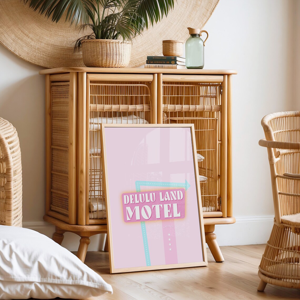 Delulu Land Motel Retro Neon Sign Pink Preppy Wall Decor Poster - Image 2