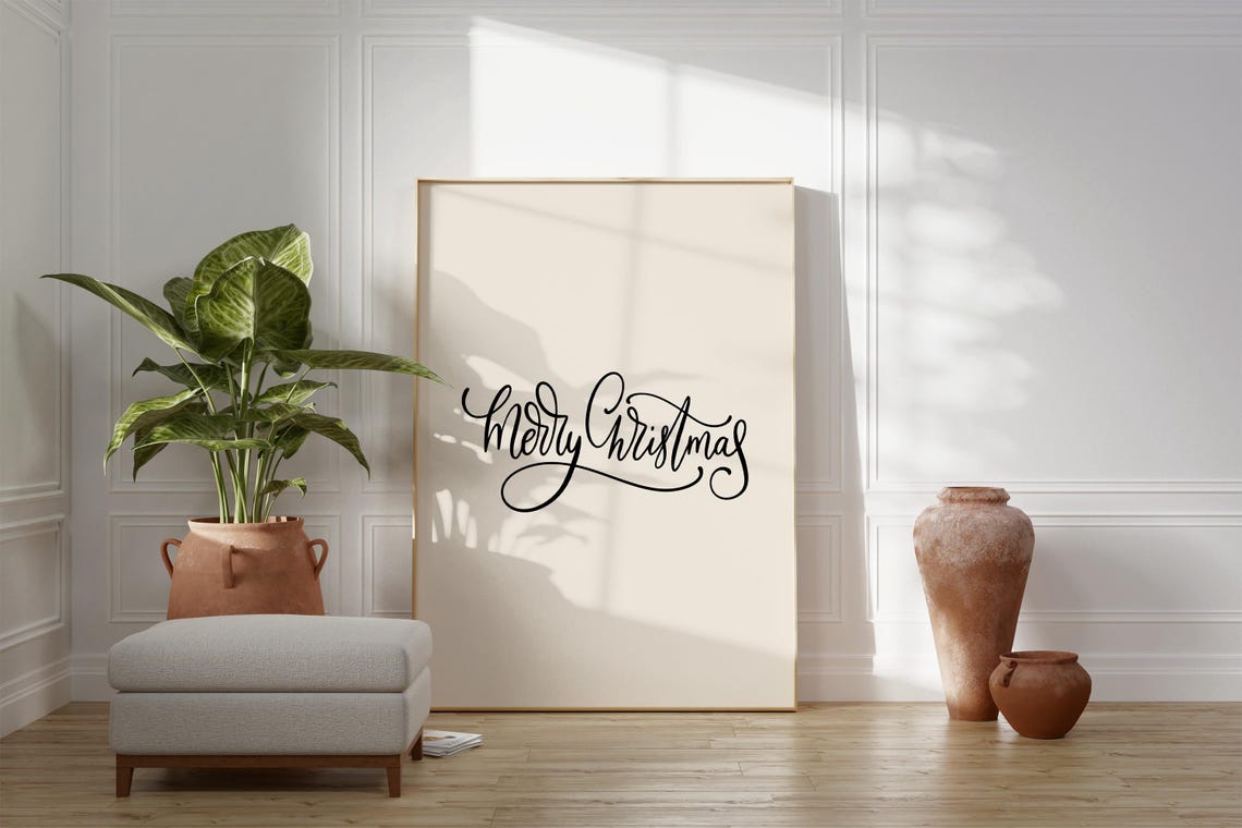 Merry Christmas Black Script Minimalist Holiday Calligraphy Poster - Image 3