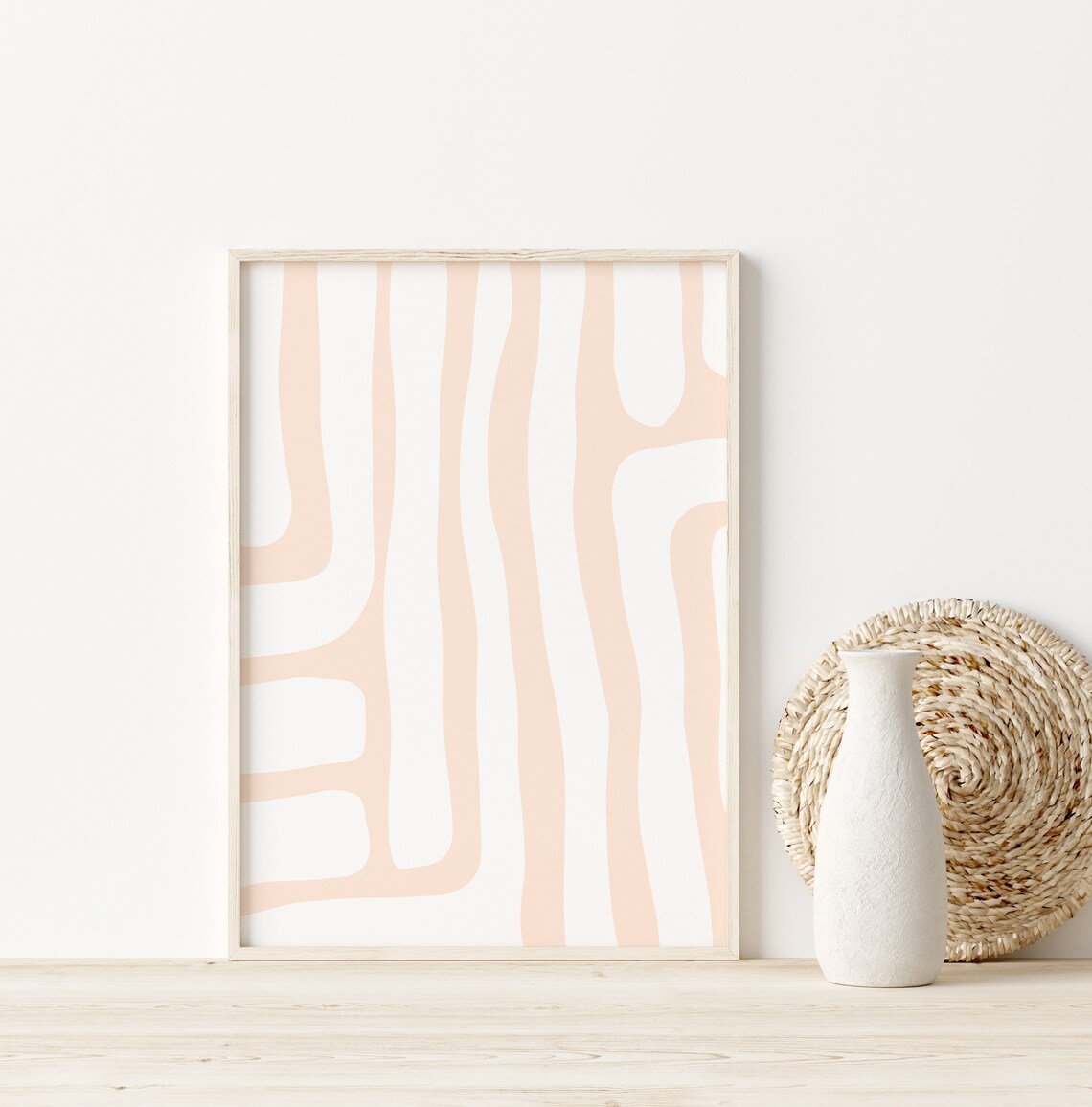 Peachy Pink Organic Minimalist Abstract Art Print - Image 2