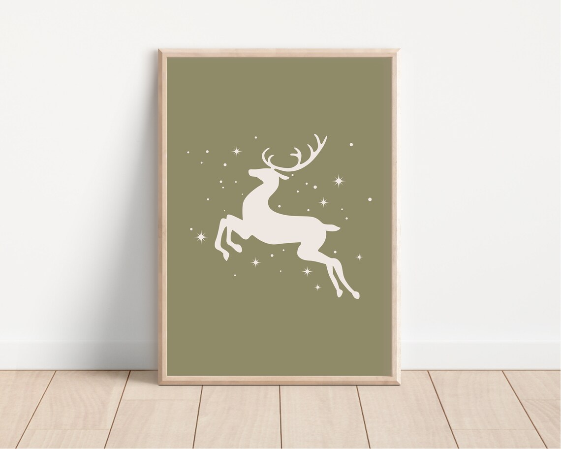 Christmas Reindeer Boho Holiday Art Print - Image 3