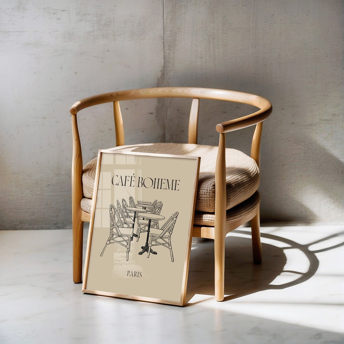 Cafe Boheme Paris French Bistro Chairs Line Art Kitchen Poster - Image 2