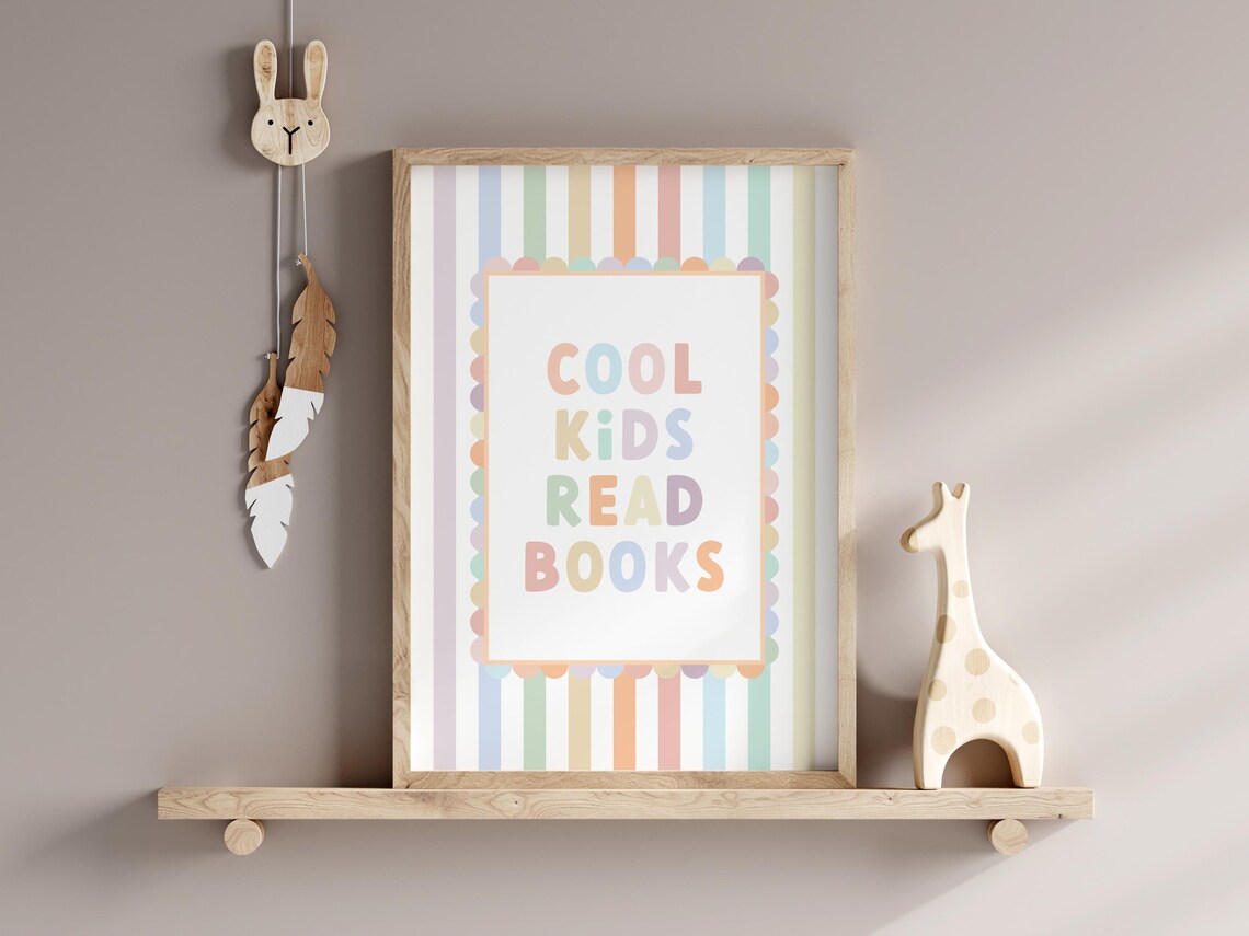 Cool Kids Read Books Rainbow Nursery Art Print - Image 3