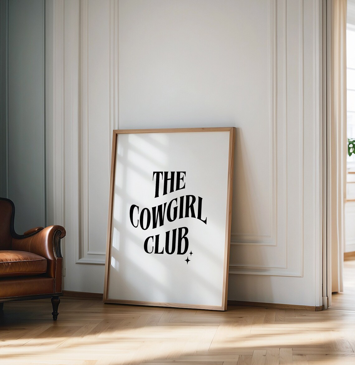 The Cowgirl Club Retro Typography Black White Western Print Decor - Image 2